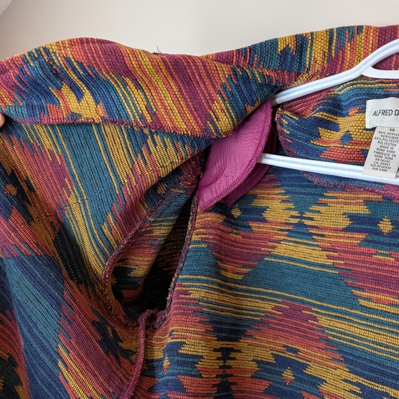 Vintage Alfred Dunner Women 14 Aztec Soft Button Down Blazer Jacket Multicolour - Picture 6 of 13